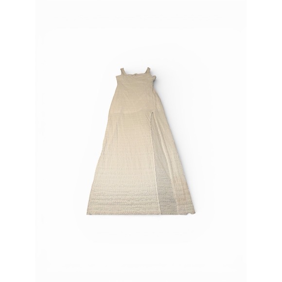 No Comment Dresses & Skirts - No Comment White Smocked Midi Dress Sleeveless Lined Size L Beach‎ Boho Summer